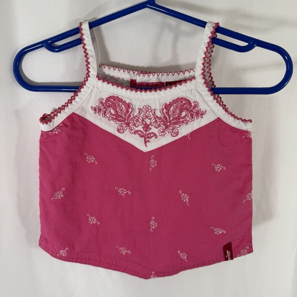 Levis Tank Top Baby Infant 12M Pink Button Back 100% Cotton Jeans for Girls